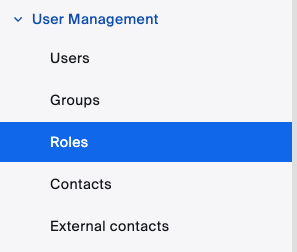 The Roles page listing the Owner, Admin, and Member roles
